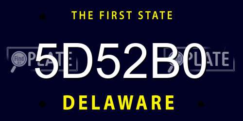 5D52B0 Delaware License Plate