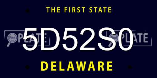 5D52S0 Delaware License Plate