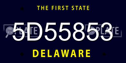 5D55853 Delaware License Plate