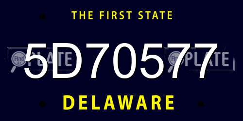 5D70577 Delaware License Plate