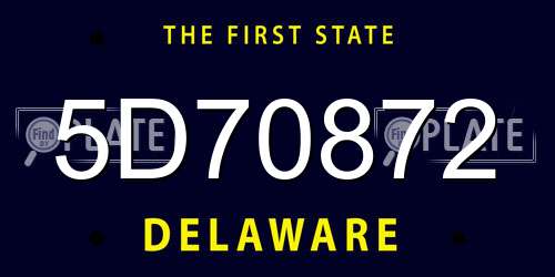 5D70872 Delaware License Plate