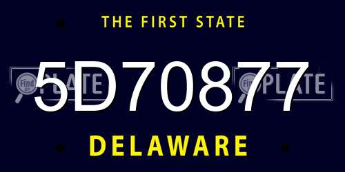 5D70877 Delaware License Plate