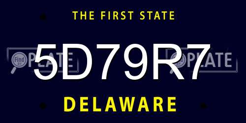 5D79R7 Delaware License Plate