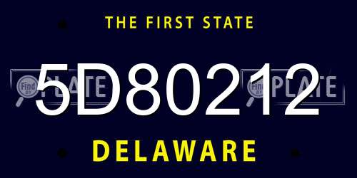 5D80212 Delaware License Plate