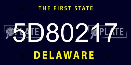 5D80217 Delaware License Plate