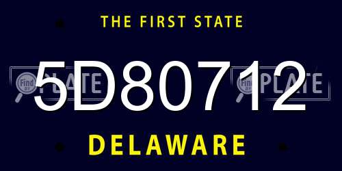 5D80712 Delaware License Plate