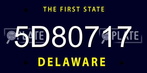 5D80717 Delaware License Plate
