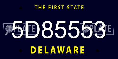 5D85553 Delaware License Plate