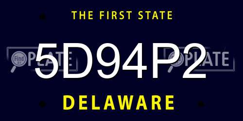 5D94P2 Delaware License Plate