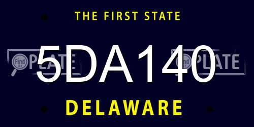 5DA140 Delaware License Plate