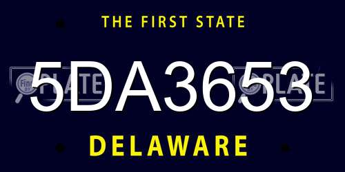 5DA3653 Delaware License Plate