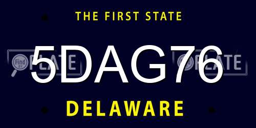 5DAG76 Delaware License Plate