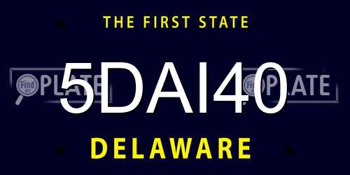 5DAI40 Delaware License Plate