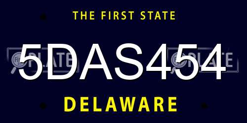 5DAS454 Delaware License Plate