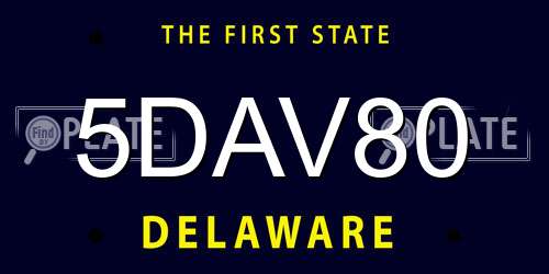 5DAV80 Delaware License Plate
