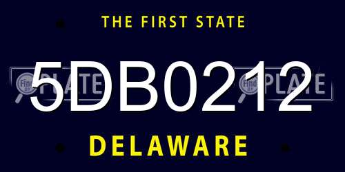 5DB0212 Delaware License Plate