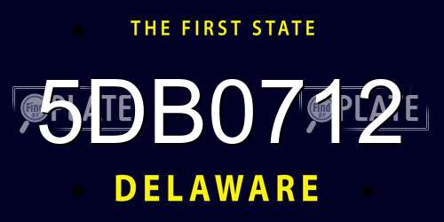 5DB0712 Delaware License Plate