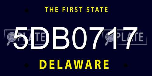 5DB0717 Delaware License Plate
