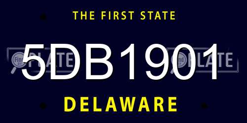 5DB1901 Delaware License Plate