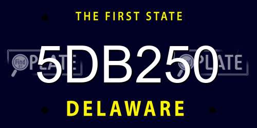 5DB250 Delaware License Plate