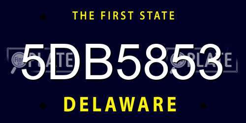 5DB5853 Delaware License Plate