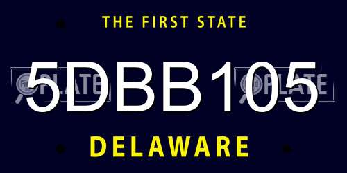 5DBB105 Delaware License Plate