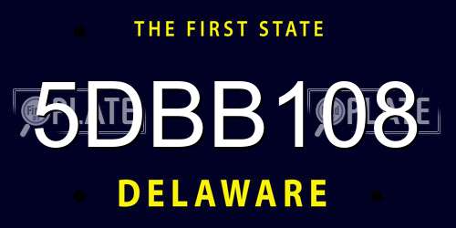 5DBB108 Delaware License Plate