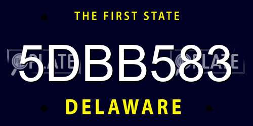5DBB583 Delaware License Plate