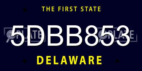 5DBB853 Delaware License Plate