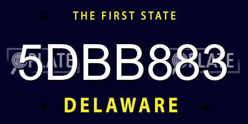 5DBB883 Delaware License Plate