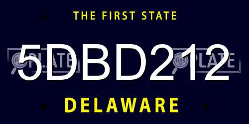 5DBD212 Delaware License Plate