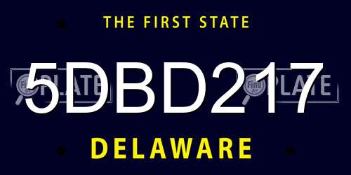 5DBD217 Delaware License Plate