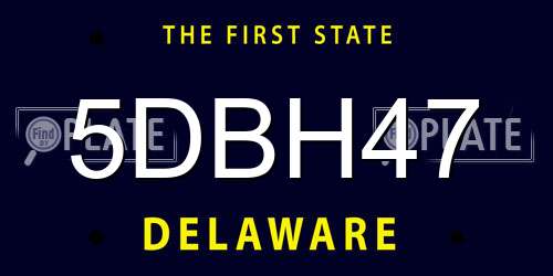5DBH47 Delaware License Plate