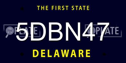 5DBN47 Delaware License Plate