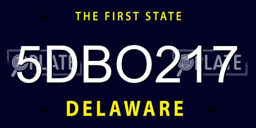 5DBO217 Delaware License Plate