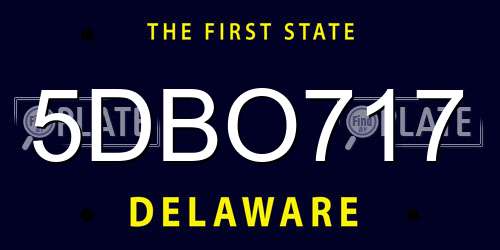 5DBO717 Delaware License Plate