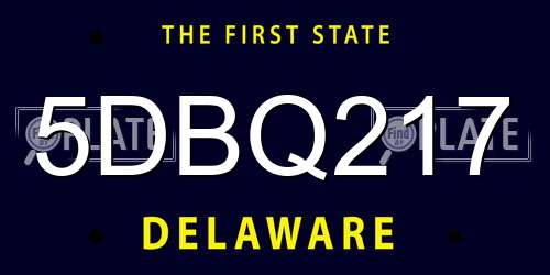 5DBQ217 Delaware License Plate