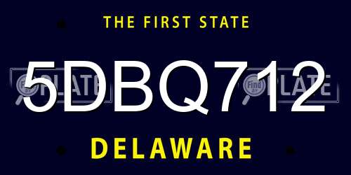 5DBQ712 Delaware License Plate