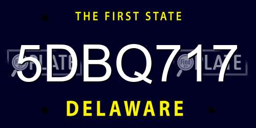 5DBQ717 Delaware License Plate