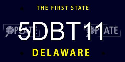 5DBT11 Delaware License Plate