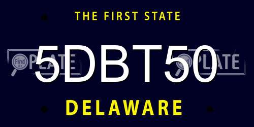 5DBT50 Delaware License Plate
