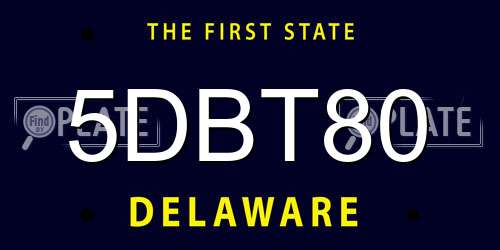 5DBT80 Delaware License Plate