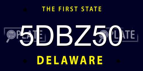 5DBZ50 Delaware License Plate