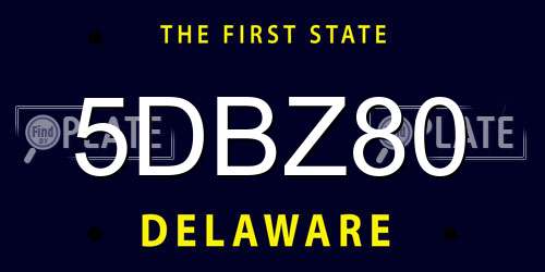 5DBZ80 Delaware License Plate