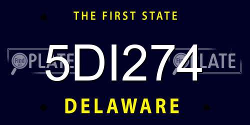 5DI274 Delaware License Plate