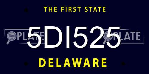 5DI525 Delaware License Plate