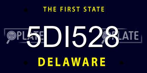 5DI528 Delaware License Plate