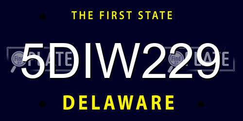 5DIW229 Delaware License Plate