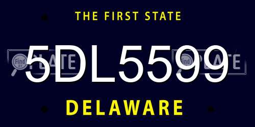 5DL5599 Delaware License Plate