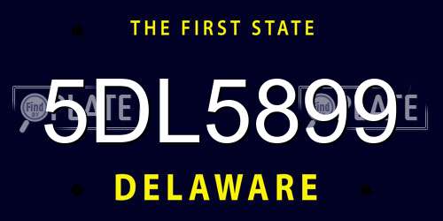 5DL5899 Delaware License Plate